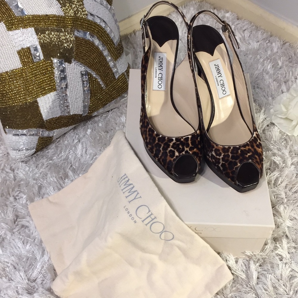EUC Jimmy Choo Leopard print Calf Hair Heels, 9.5 - Picture 7 of 17